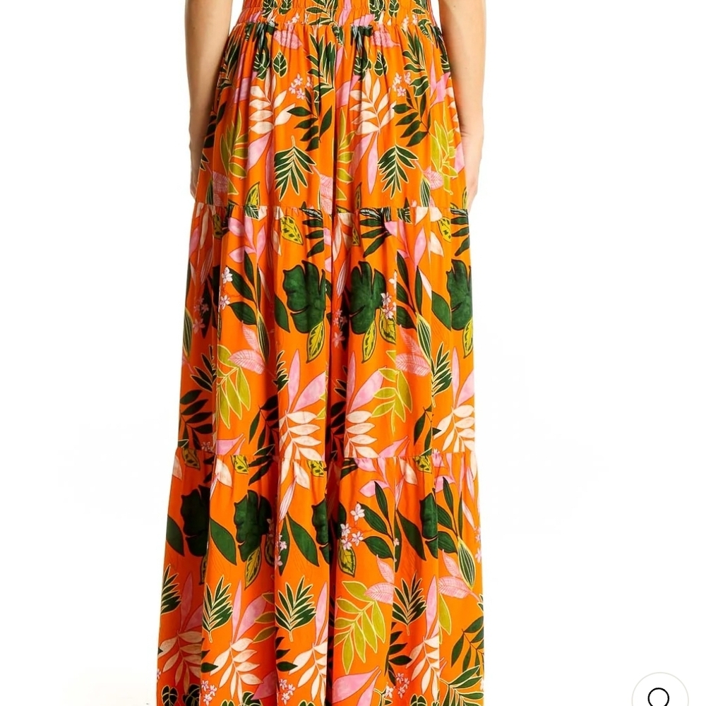 Eloquii Vibrant Orange Floral Maxi Skirt - Picture 4 of 5